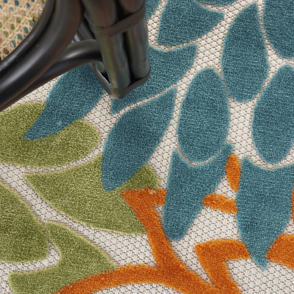 8' X 8' Blue And Ivory Indoor Outdoor Area Rug — view 6