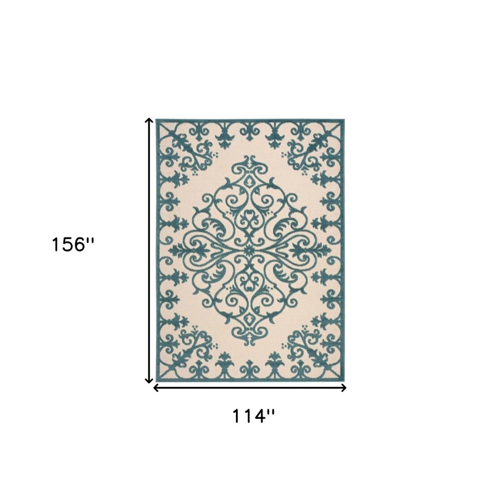 10' X 13' Aqua Indoor Outdoor Area Rug — view 1