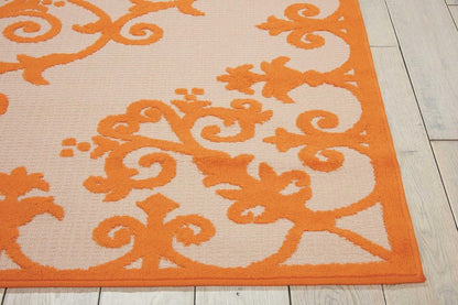 10' X 13' Orange And Ivory Indoor Outdoor Area Rug HomeRoots
