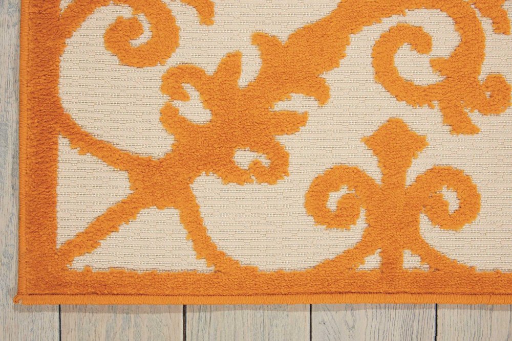 10' X 13' Orange And Ivory Indoor Outdoor Area Rug HomeRoots
