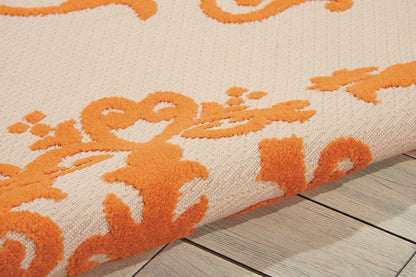 10' X 13' Orange And Ivory Indoor Outdoor Area Rug HomeRoots