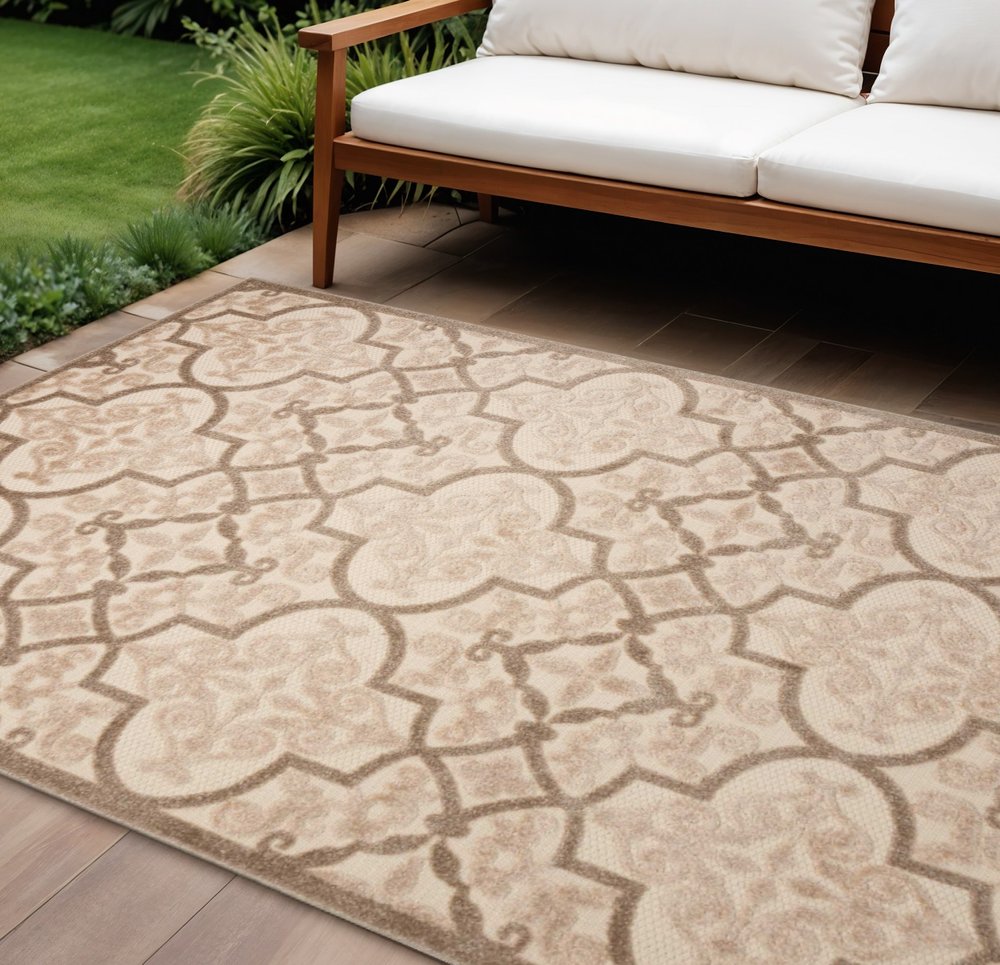 10' X 13' Cream Indoor Outdoor Area Rug — view 4