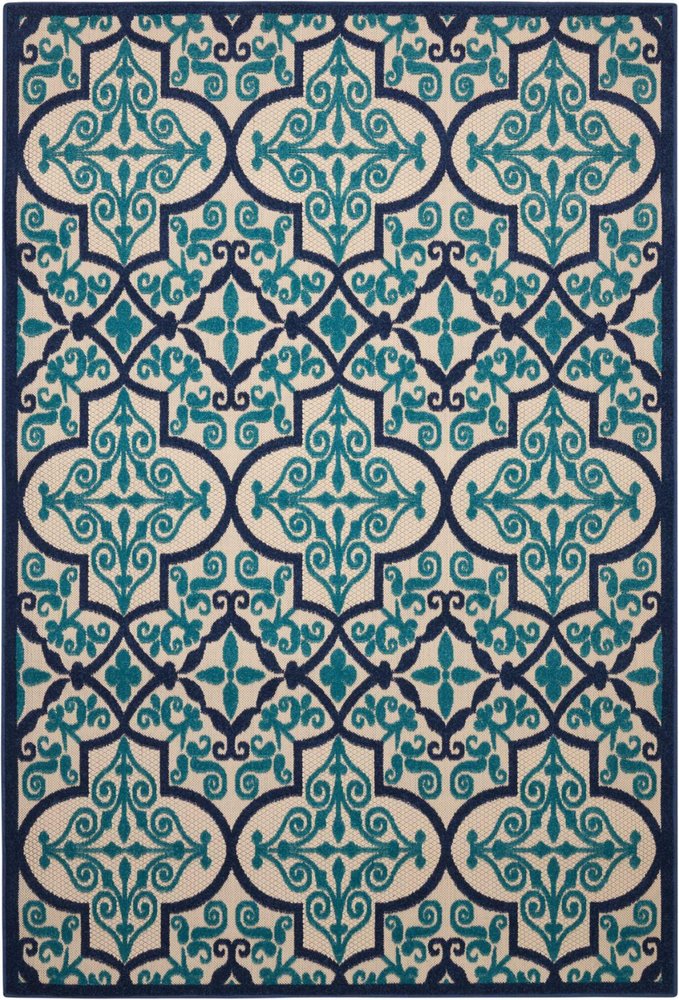 10' X 13' Blue And Ivory Indoor Outdoor Area Rug HomeRoots