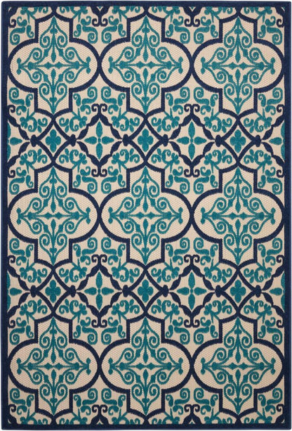 10' X 13' Blue And Ivory Indoor Outdoor Area Rug HomeRoots