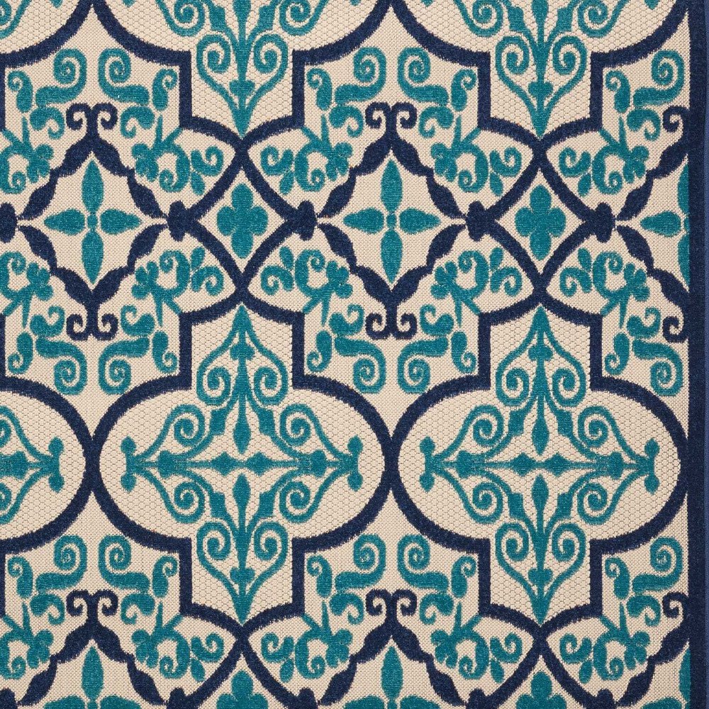 10' X 13' Blue And Ivory Indoor Outdoor Area Rug — view 2