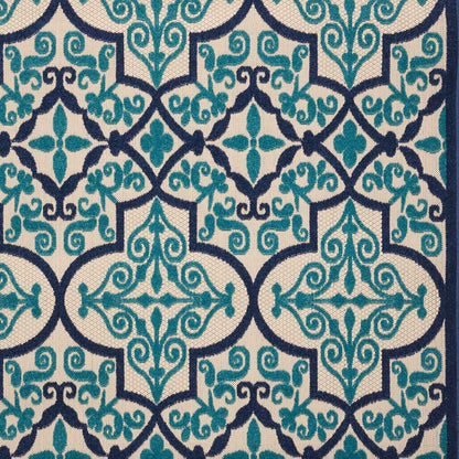 10' X 13' Blue And Ivory Indoor Outdoor Area Rug HomeRoots