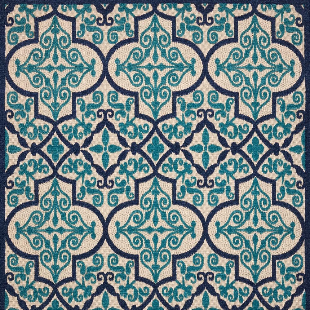 10' X 13' Blue And Ivory Indoor Outdoor Area Rug — view 3
