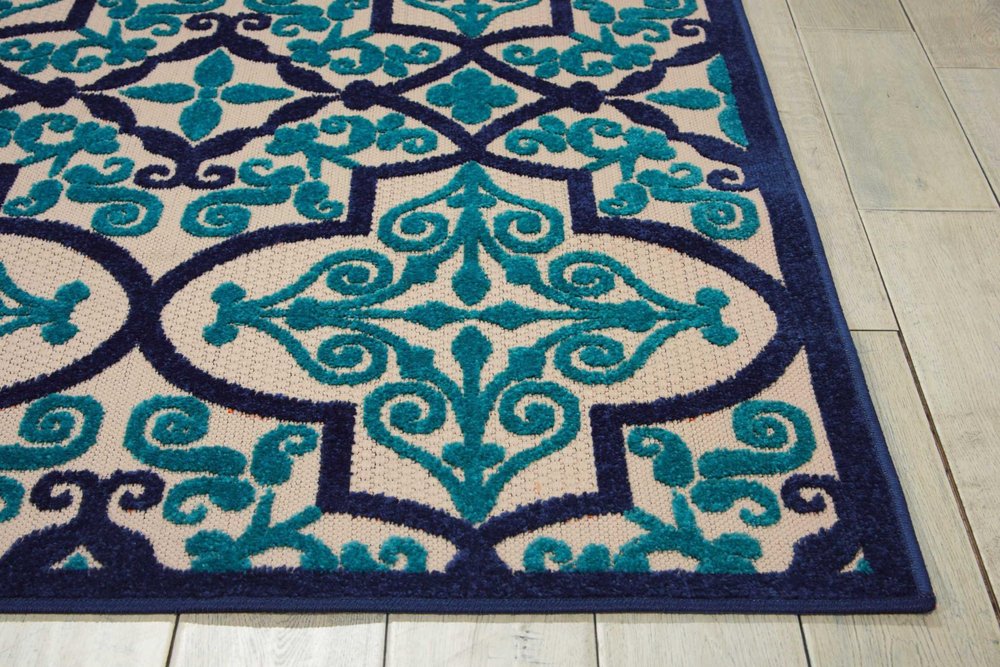 10' X 13' Blue And Ivory Indoor Outdoor Area Rug HomeRoots