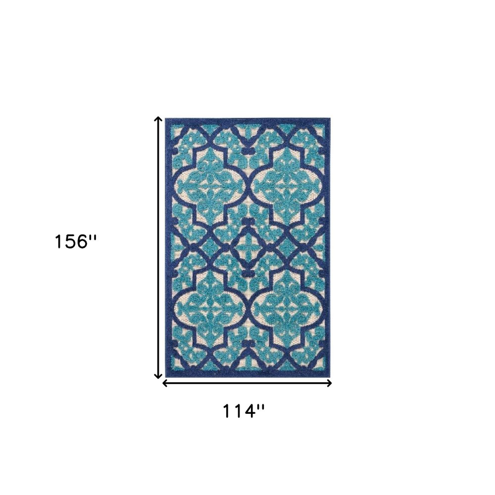 10' X 13' Blue And Ivory Indoor Outdoor Area Rug HomeRoots