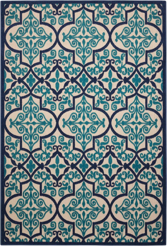 10' X 13' Blue And Ivory Indoor Outdoor Area Rug HomeRoots