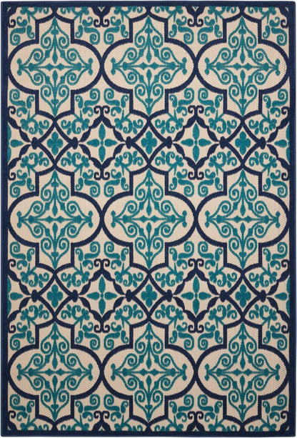 10' X 13' Blue And Ivory Indoor Outdoor Area Rug HomeRoots