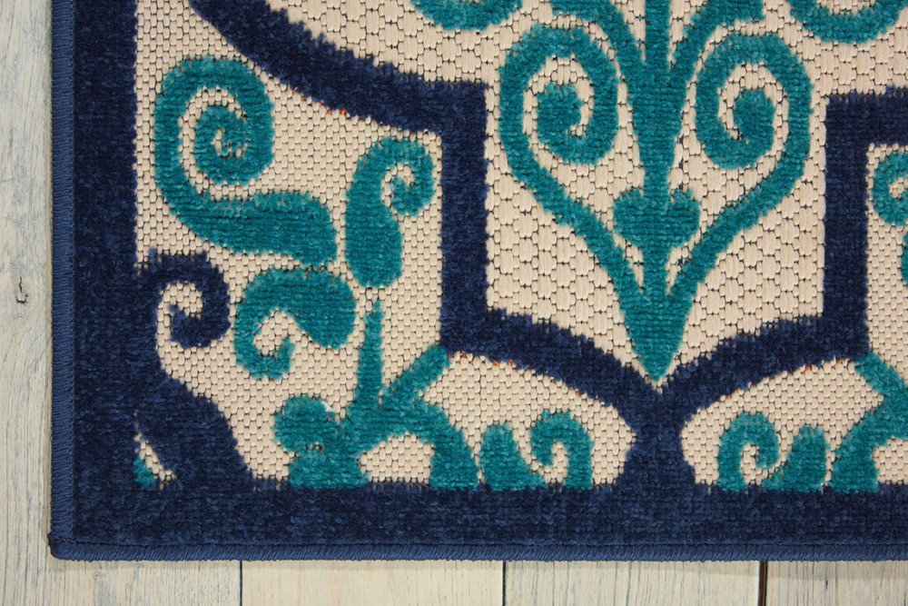 10' X 13' Blue And Ivory Indoor Outdoor Area Rug — view 7