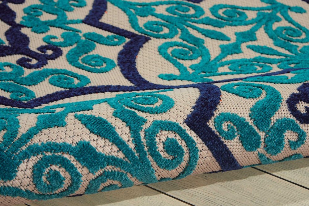 10' X 13' Blue And Ivory Indoor Outdoor Area Rug — view 8