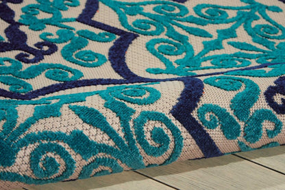 10' X 13' Blue And Ivory Indoor Outdoor Area Rug HomeRoots