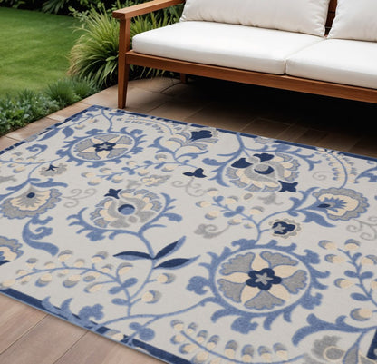 12' X 15' Blue And Gray Indoor Outdoor Area Rug HomeRoots