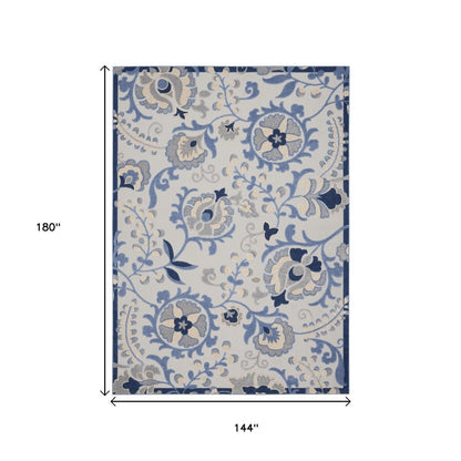 12' X 15' Blue And Gray Indoor Outdoor Area Rug HomeRoots