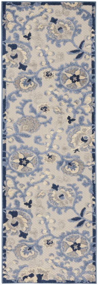 6' Blue And Gray Indoor Outdoor Runner Rug — view 10