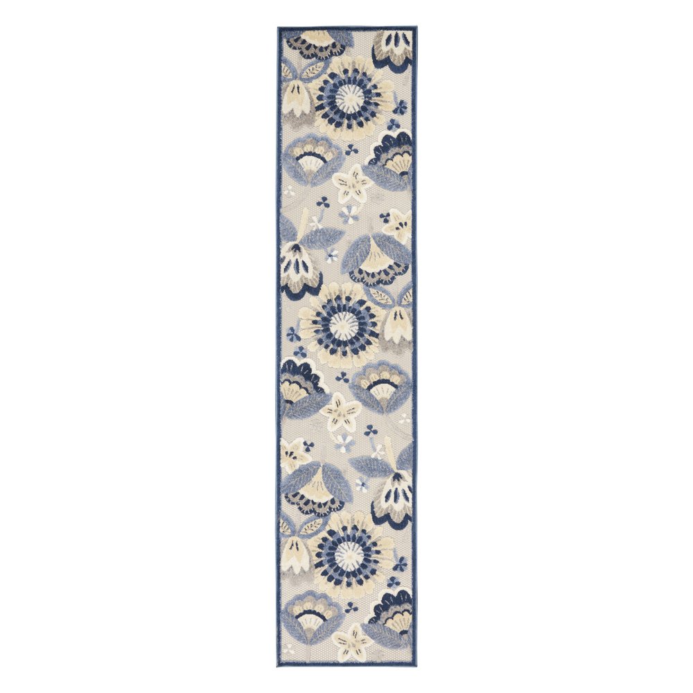 10' Blue And Gray Indoor Outdoor Runner Rug HomeRoots