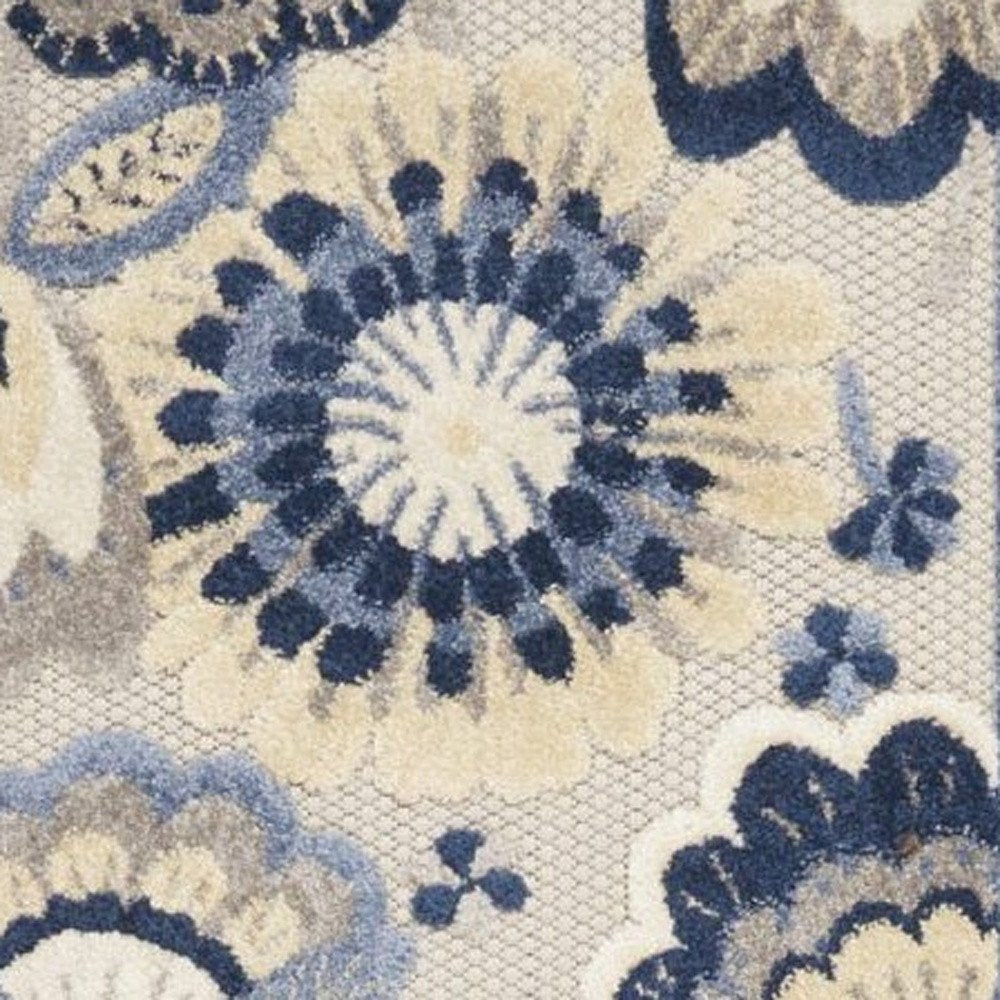 10' Blue And Gray Indoor Outdoor Runner Rug HomeRoots