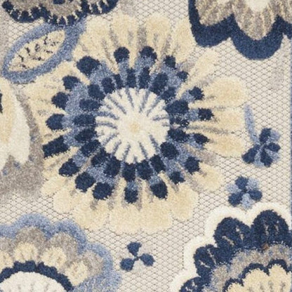 10' Blue And Gray Indoor Outdoor Runner Rug HomeRoots