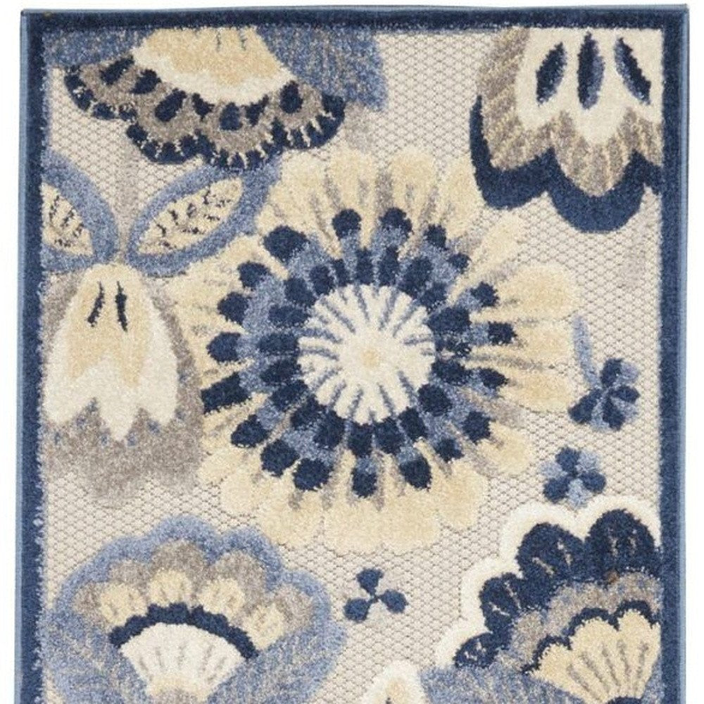 10' Blue And Gray Indoor Outdoor Runner Rug HomeRoots