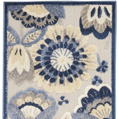 10' Blue And Gray Indoor Outdoor Runner Rug HomeRoots