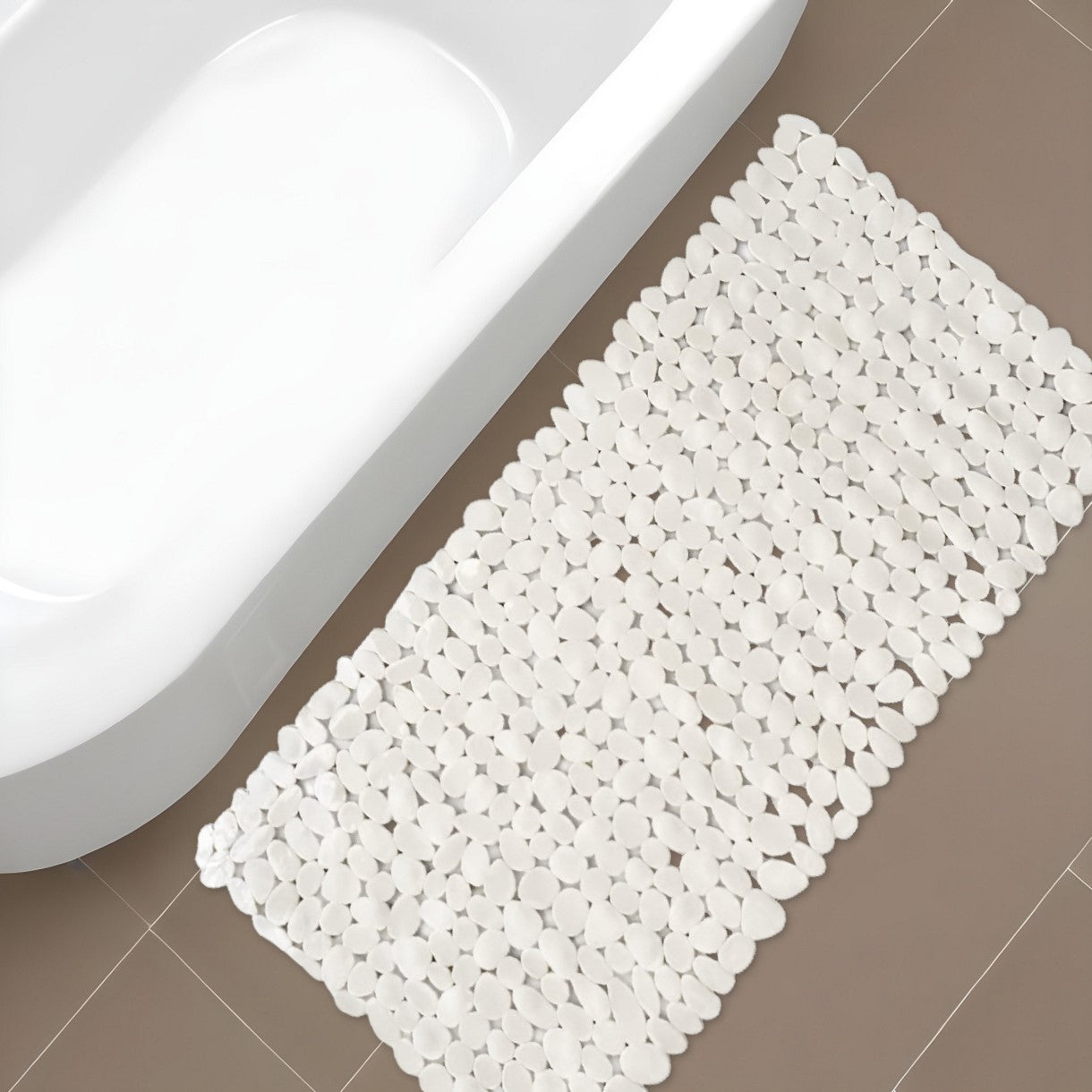 35" Beige Spa Pebbles Non Slip Bathtub Mat