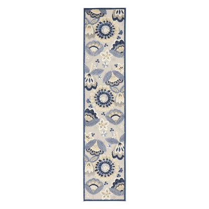 12' Blue And Gray Indoor Outdoor Runner Rug HomeRoots