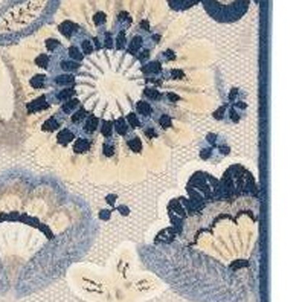 12' Blue And Gray Indoor Outdoor Runner Rug — view 1
