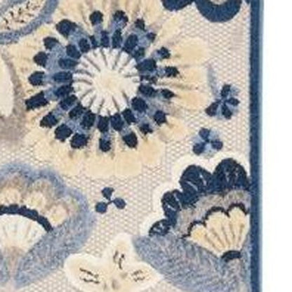 12' Blue And Gray Indoor Outdoor Runner Rug HomeRoots
