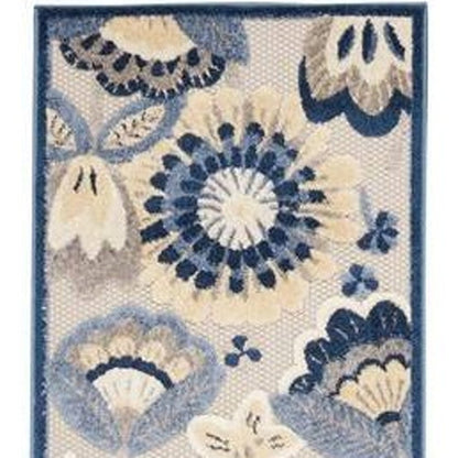 12' Blue And Gray Indoor Outdoor Runner Rug HomeRoots