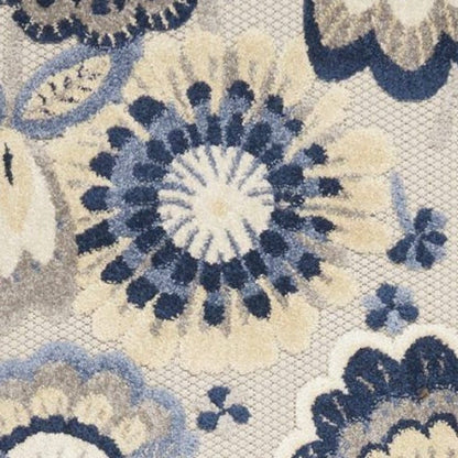 8' Blue And Gray Indoor Outdoor Runner Rug HomeRoots