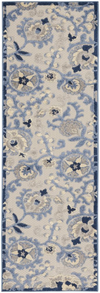8' Blue And Gray Indoor Outdoor Runner Rug — view 8