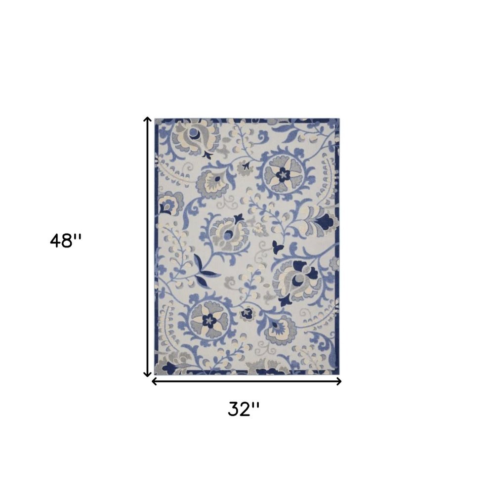 3' X 4' Blue And Gray Indoor Outdoor Area Rug — view 1
