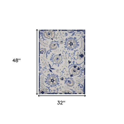 3' X 4' Blue And Gray Indoor Outdoor Area Rug HomeRoots