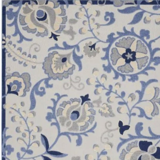 3' X 4' Blue And Gray Indoor Outdoor Area Rug