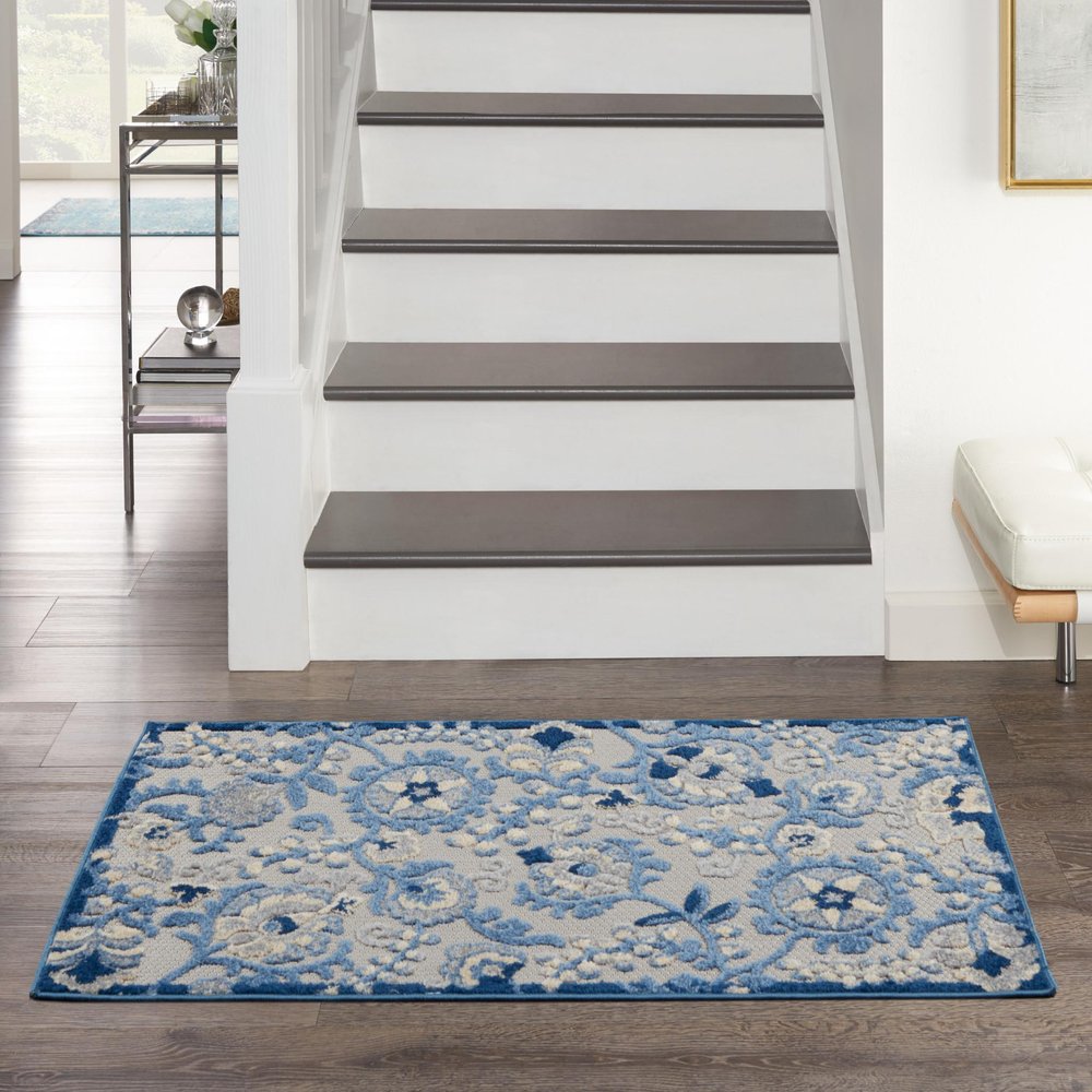 3' X 4' Blue And Gray Indoor Outdoor Area Rug HomeRoots