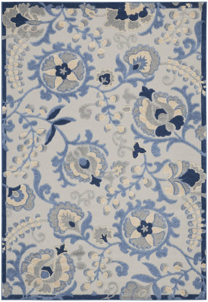 4' X 6' Blue And Gray Indoor Outdoor Area Rug