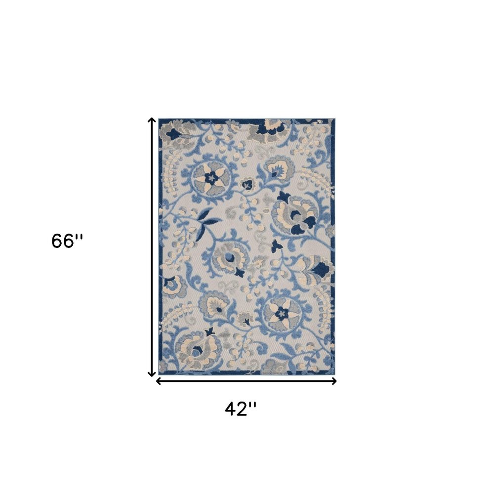 4' X 6' Blue And Gray Indoor Outdoor Area Rug — view 1