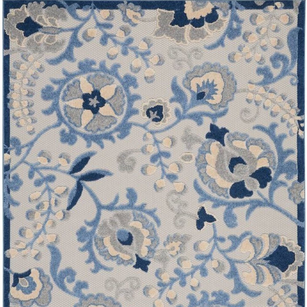 4' X 6' Blue And Gray Indoor Outdoor Area Rug HomeRoots