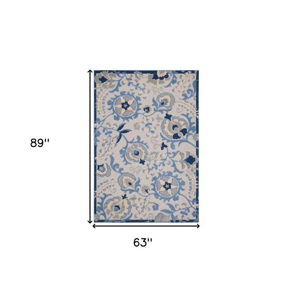 5' X 7' Blue And Gray Indoor Outdoor Area Rug — view 1