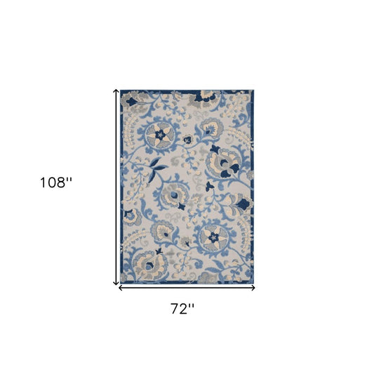 6' X 9' Blue And Gray Indoor Outdoor Area Rug