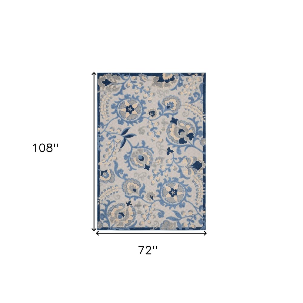6' X 9' Blue And Gray Indoor Outdoor Area Rug — view 1