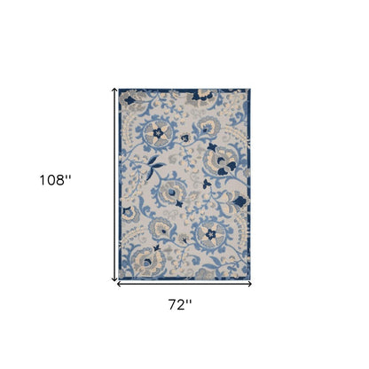 6' X 9' Blue And Gray Indoor Outdoor Area Rug HomeRoots