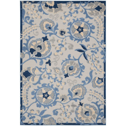 9' X 12' Blue And Gray Indoor Outdoor Area Rug