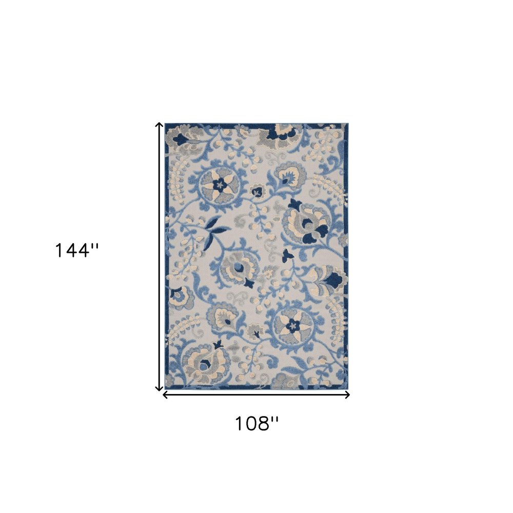 9' X 12' Blue And Gray Indoor Outdoor Area Rug — view 3