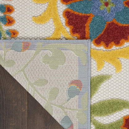 6' Green And Ivory Indoor Outdoor Runner Rug HomeRoots