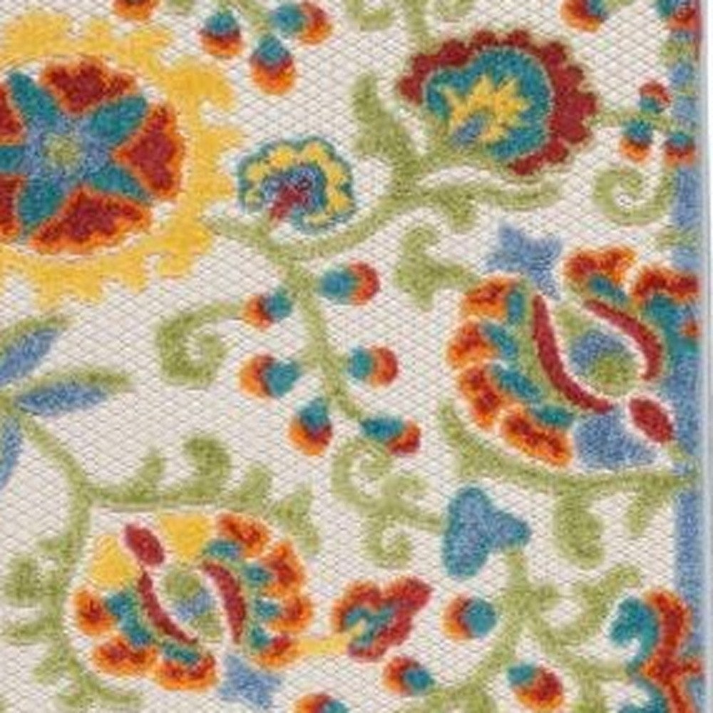 6' Green And Ivory Indoor Outdoor Runner Rug HomeRoots