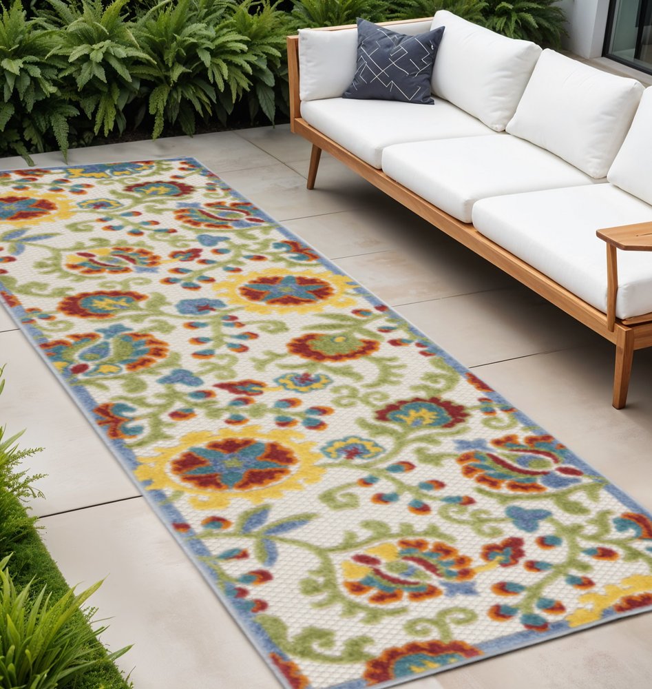 12' Ivory Indoor Outdoor Runner Rug — view 4