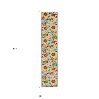 12' Ivory Indoor Outdoor Runner Rug HomeRoots